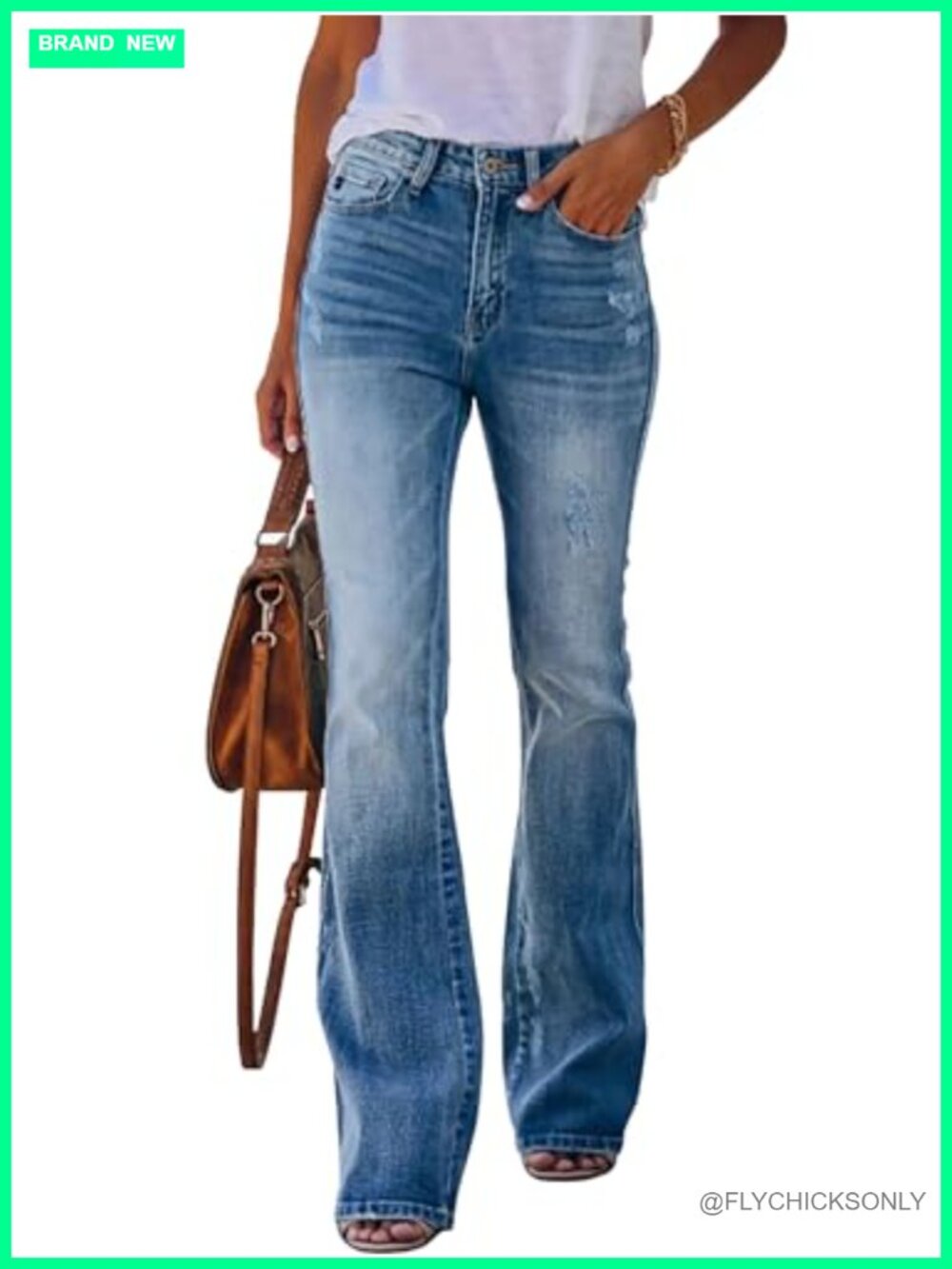 High Waisted Flare Bell Bottom Jeans Stretchy Denim Wide Leg Bootcut Pants